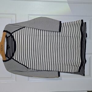 Talbots Navy/Ivory Striped 3/4 sleeve sweater